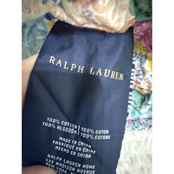 Ralph Lauren Paisley Floral Pillow Euro Sham 100% Cotton Multicolor - Picture 5 of 6